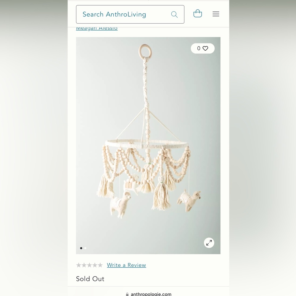Anthropologie Nursery Llama Mobile